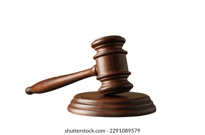Judge gavel isolated on white background, close up, PNG