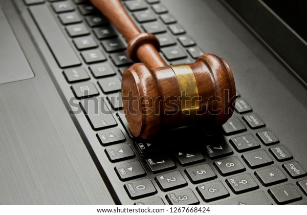  judge gavel on a computer keyboard