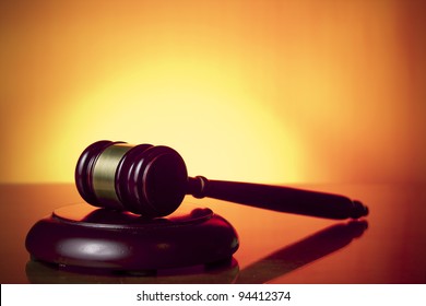 Judge Gavel On Orange Background