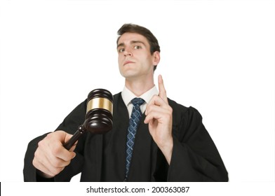 Judge With Gravel Raise The Finger