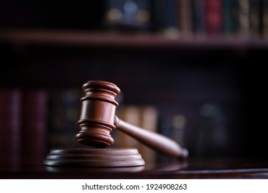Judge's gavel on book background. Justice concept.