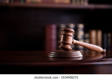Judge's gavel on book background. Justice concept.