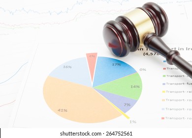 Judge's Gavel Over Colorful Diagram