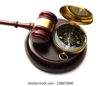 Judge's wooden gavel and compass - Powered by Shutterstock