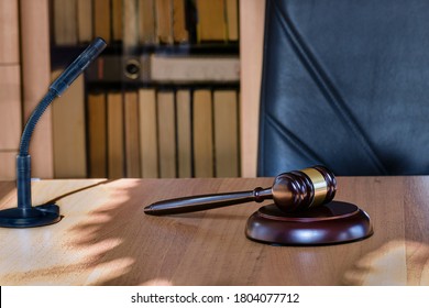 Judgment Of Judgment Concept Of Punishment And Pardon. Symbol Of Law Is The Hammer Of Judge. Judicial Gavel On The Judge's Table.