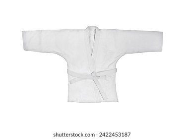 Judogi with white belt isolated on white background
