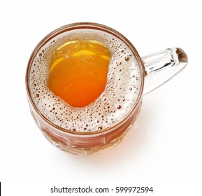 Jug Of Beer Isolated On White Background, Top View