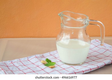 Jug Of Milk, Breakfast For School-age Children. Build Strong Bones For Energy. Bottle Of Milk