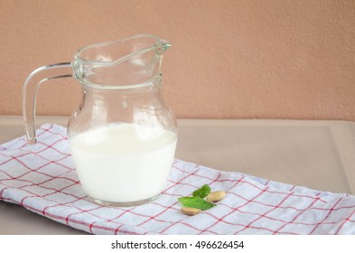 Jug Of Milk, Breakfast For School-age Children. Build Strong Bones For Energy. Bottle Of Milk