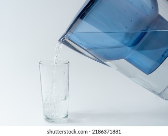 Jug With Water Filter Made Of Transparent Plastic. Drinking Water Filter.