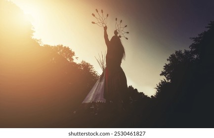 juggler silhouette performing against a sunset, showcasing dynamic movement and grace. - Powered by Shutterstock