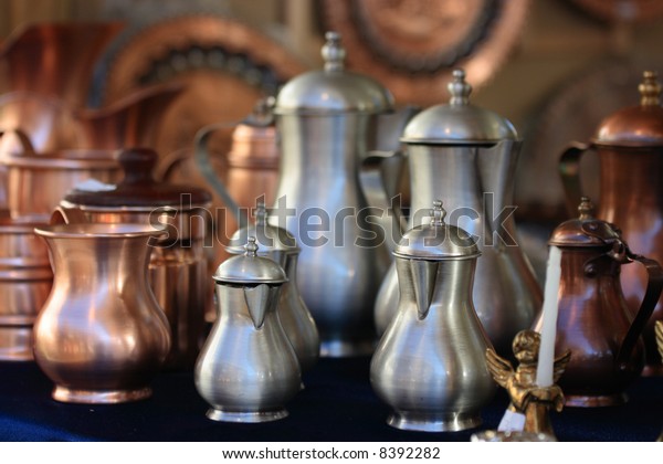 Jugs Pans Copper Aluminium Assortment On Stock Photo Edit Now 8392282