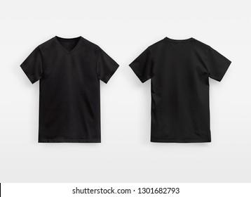 plain black t shirt front and back v neck
