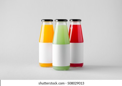 Juice Bottle Mock-Up - Three Bottles. Blank Label