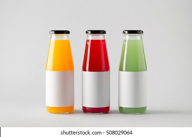 Juice Bottle Mock-Up - Three Bottles. Blank Label