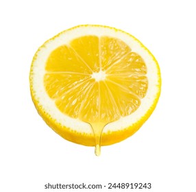 Juice dripping from half of lemon isolated on white - Powered by Shutterstock