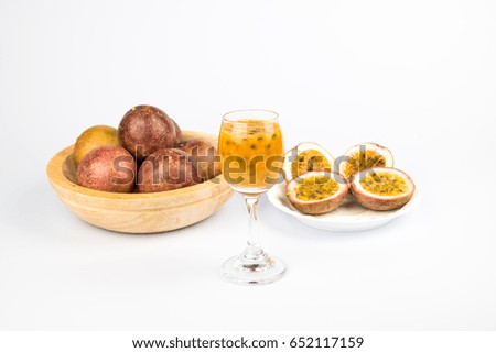 juice passion fruit isolated on white background