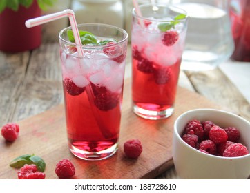 Juice From Rasberries Served With Ice