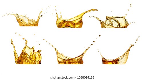 juice or water splashes set isolated on white - Shutterstock ID 1038014185