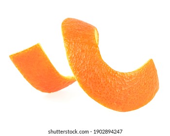 Juicy Fresh Orange Peel Isolated On A White Background. Orange Zest.