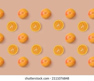 Juicy Orange Pattern. Antique Brass Background