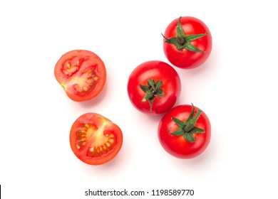 Juicy organic Cherry tomatoes isolated over white background - Shutterstock ID 1198589770