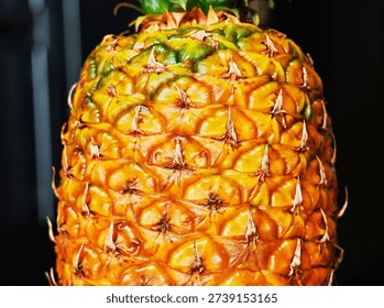 Juicy pineapple on the kitchen table backdrop