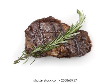 Juicy Ribeye Steak On White Background