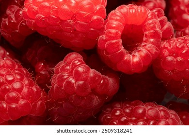 Juicy ripe raspberries close up. Fruity background - Powered by Shutterstock