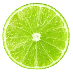 Juicy Slice Of Lime Isolated On White, With Clipping Path