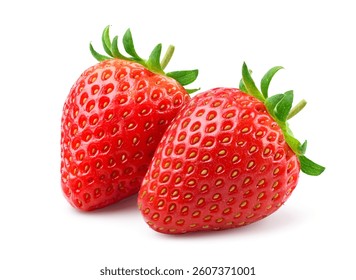 Juicy strawberries isolated on white.