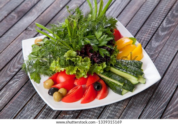 Juicy Summer Vegetable Salad Cutting Fresh Stock Photo Edit Now