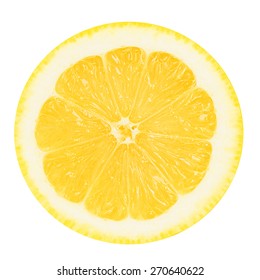 Juicy Yellow Slice Of Lemon On A White Background Isolated