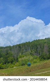 Jule 2021. View With Clouds On Sakhalin's Ski Resort 