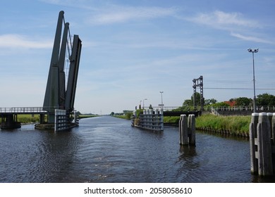 Julianadorp, The Netherlands - June 24, 2019; The Koegras Railway Bridge at Julianadorp over the North Holland Canal