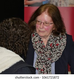 Julie Morgan Welsh AM. April 4th 2018 Machynlleth, Mid-Wales. Campaigning For The 1st Ever Post Of Deputy Leadership Of Welsh Labour.