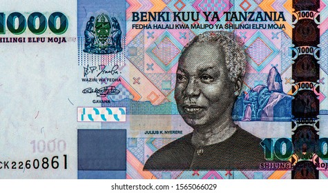 Julius Nyerere, Portrait From Tanzania 1000 Shillings 2003 Banknotes. 