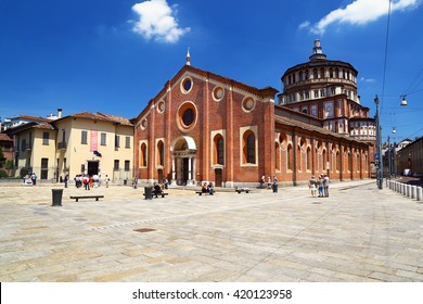 July 03, 2014: Church of Santa Maria delle Grazie, where is hosted the Last Supper, the famous fresco painted by Leonardo da Vinci.