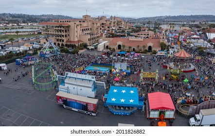 July 1, 2021, Del Mar, San Diego, California, USA - Del Mar Fairgrounds And Rides, Aerial Shot