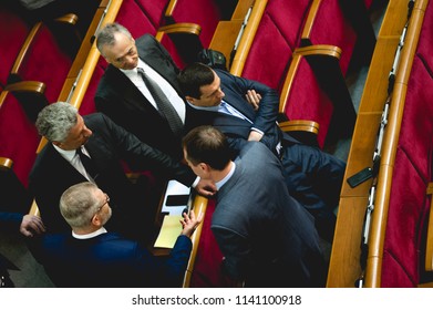 July 10, 2018. Kyiv, Ukraine. Members Of Opposition Bloc (Ukrainian Opposition Political Party) In Meeting Place Of The Verkhovna Rada Of Ukraine.