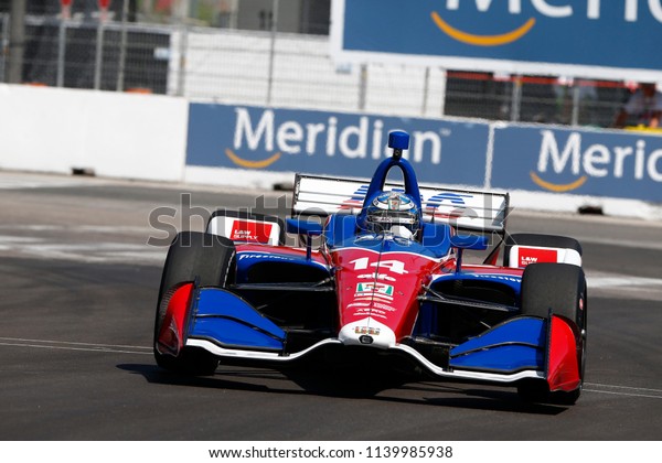 July 13, 2018 -\
Toronto, Ontario, CA: TONY KANAAN (14) of Brazil takes to the track\
to practice for the Honda Indy Toronto at Streets of Exhibition\
Place in Toronto, Ontario.