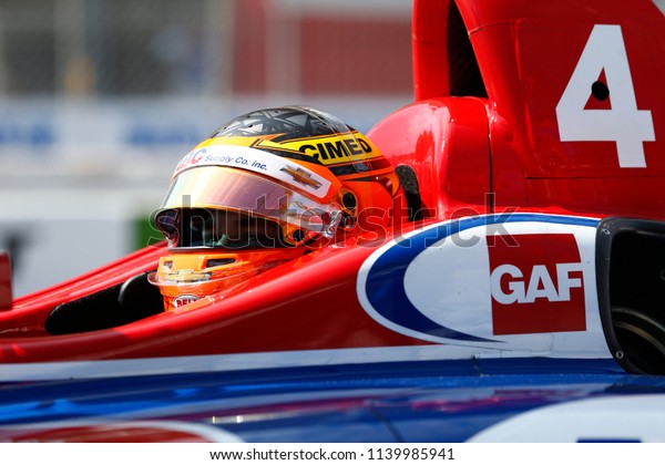 July 13, 2018 -\
Toronto, Ontario, CA: MATHEUS LEIST (4) of Brazil takes to the\
track to practice for the Honda Indy Toronto at Streets of\
Exhibition Place in Toronto,\
Ontario.