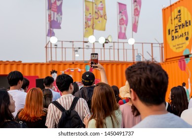 July 13, 2019 Hangang Park, Yeouido, Seoul. Seoul Bamdokkaebi Night Market Festival Scenery.