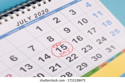 July 15th Marked As Tax Day On Calender As Reminder.