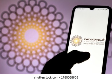 July 19, 2020, Brazil. In This Photo Illustration The Expo 2020 (Expo 2020 Dubai) Logo Seen Displayed On A Smartphone