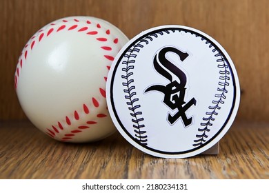 July 19, 2022, Cooperstown, New York. The emblem of the Chicago White Sox baseball club and a baseball.