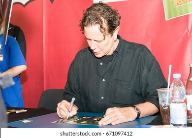 July 1st 2017. Stuttgart, Germany. US actor Judge Reinhold (Beverly Hills Cop) meeting fans and signing autographs at Comic Con Stuttgart.