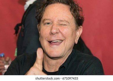 July 1st 2017. Stuttgart, Germany. US actor Judge Reinhold (Beverly Hills Cop) giving a 'thumbs up' during a signing session at Comic Con Stuttgart. 