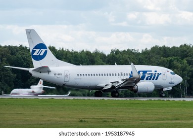 July 2, 2019, Moscow, Russia. Airplane Boeing 737-500 UTair Aviation Airlines At Vnukovo Airport In Moscow.