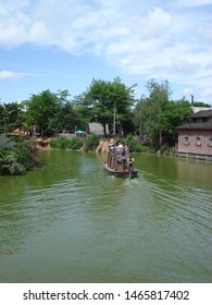 July 2008, Eurodisney, Paris, France. An Old West Riverboat In The Park Lake